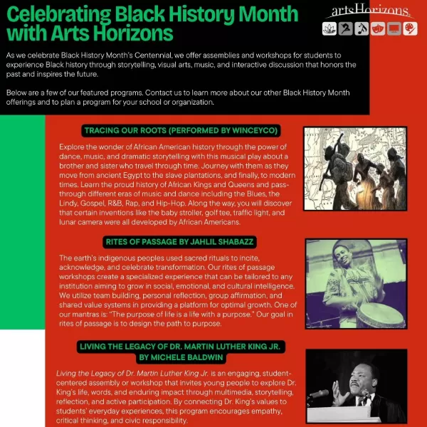 Celebrating Black History Month with Arts Horizons